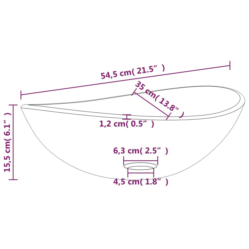 vidaXL fekete edzett üveg mosdókagyló 54,5x35x15,5 cm