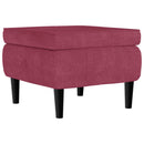 vidaXL bordó bársony magas háttámlájú fotel lábtartóval