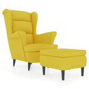 vidaXL mustársárga bársony magas háttámlájú fotel lábtartóval