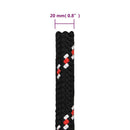 vidaXL fekete polipropilén hajókötél 20 mm 50 m