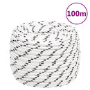 vidaXL fehér poliészter fonott csónakkötél 14 mm x 100 m