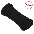 vidaXL fekete poliészter munkakötél 3 mm 50 m