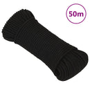 vidaXL fekete poliészter munkakötél 4 mm 50 m