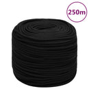 vidaXL fekete poliészter munkakötél 6 mm 250 m