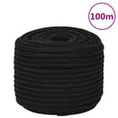 vidaXL fekete poliészter munkakötél 14 mm 100 m