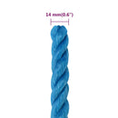 vidaXL kék polipropilén munkakötél 14 mm 25 m