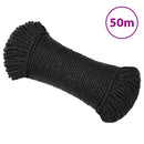 vidaXL fekete polipropilén munkakötél 6 mm 50 m