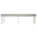 vidaXL fehér natúr kubu rattan és tömör mahagóni fa pad 160 x 35 x 45 cm