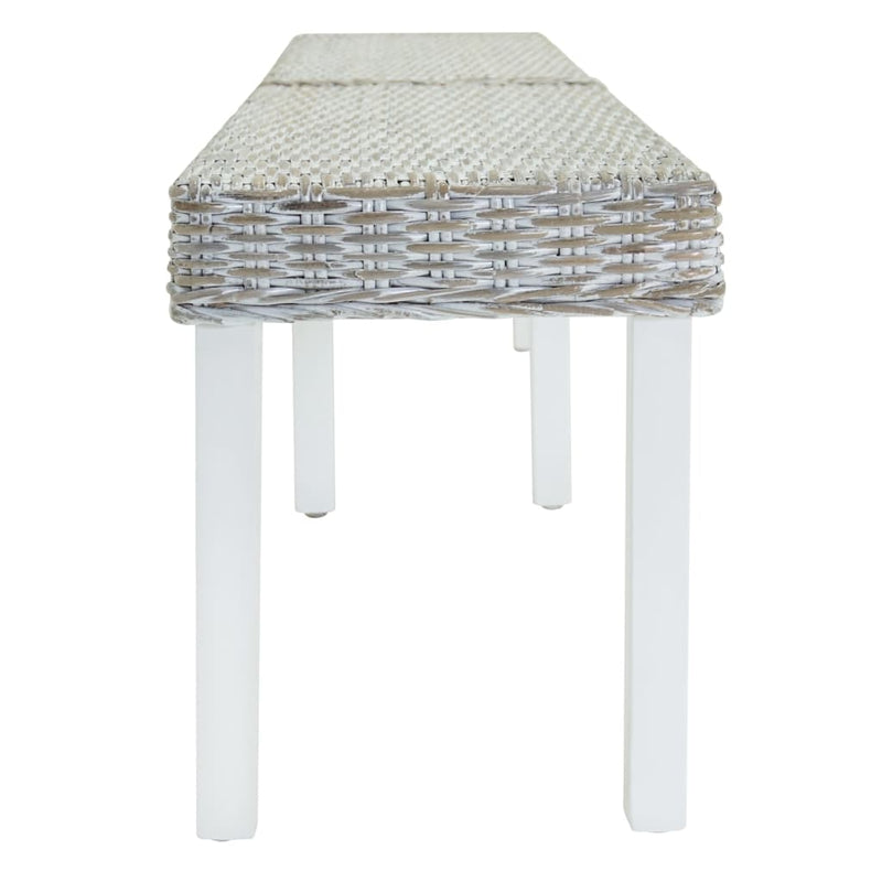 vidaXL fehér natúr kubu rattan és tömör mahagóni fa pad 160 x 35 x 45 cm