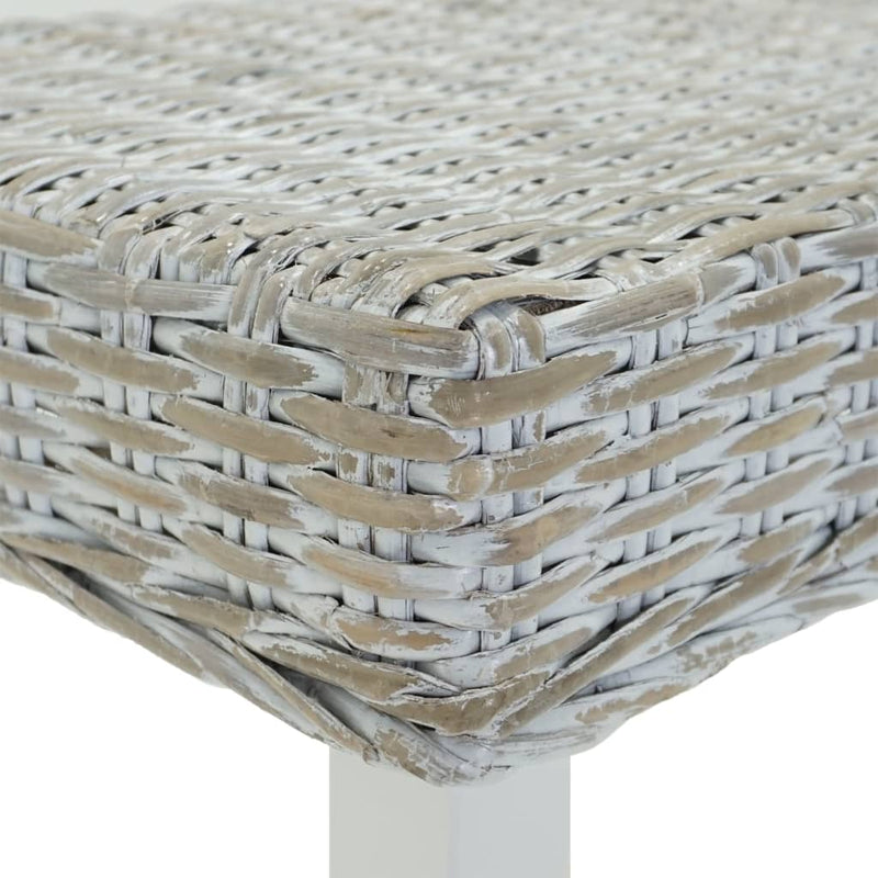 vidaXL fehér natúr kubu rattan és tömör mahagóni fa pad 160 x 35 x 45 cm