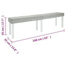 vidaXL fehér natúr kubu rattan és tömör mahagóni fa pad 160 x 35 x 45 cm