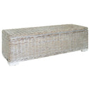 vidaXL fehér natúr kubu rattan és tömör mahagóni fa tárolódoboz 110 cm