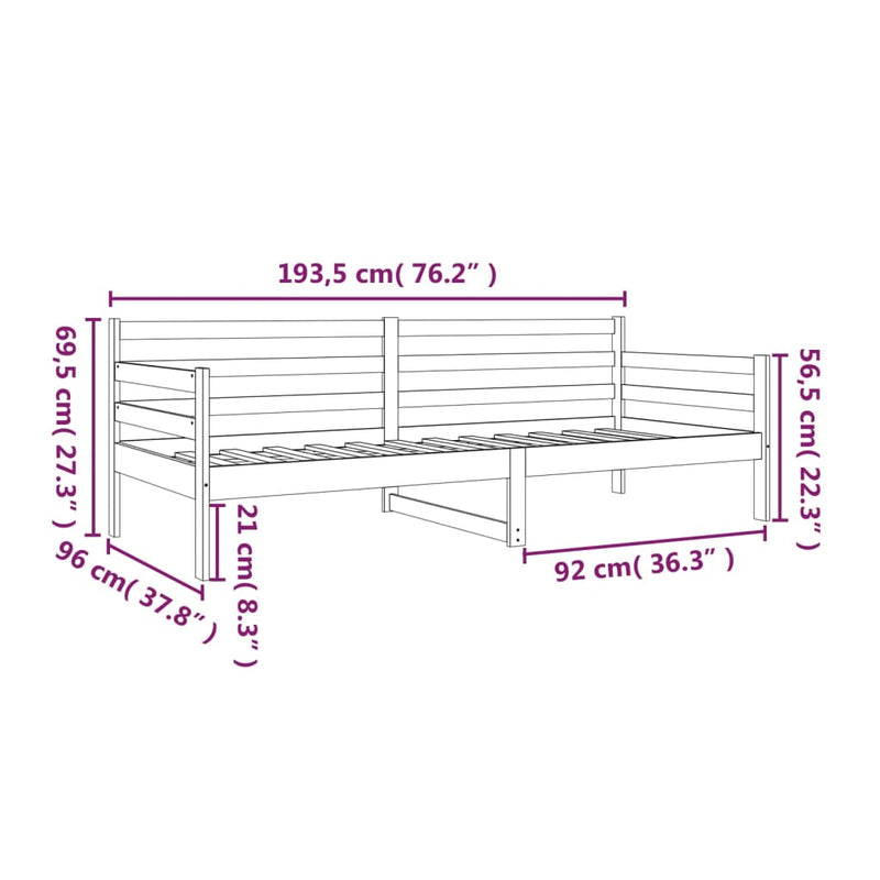 vidaXL tömör fenyőfa kanapéágy matrac nélkül 90 x 190 cm