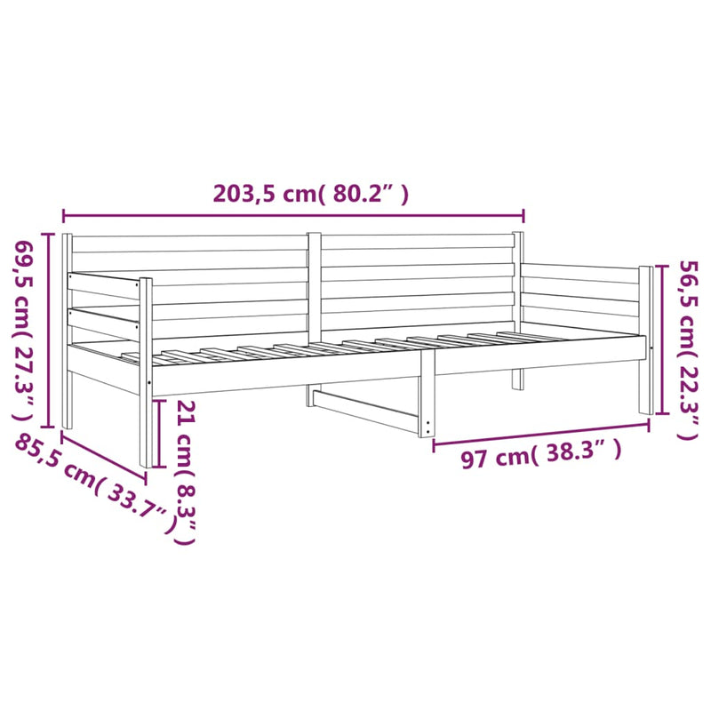 vidaXL fehér tömör fenyőfa kanapéágy matrac nélkül 80 x 200 cm