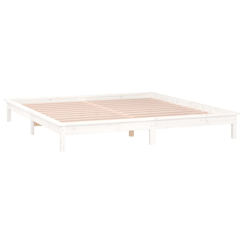 vidaXL fehér tömör fa ágykeret LED-világítással 140 x 200 cm