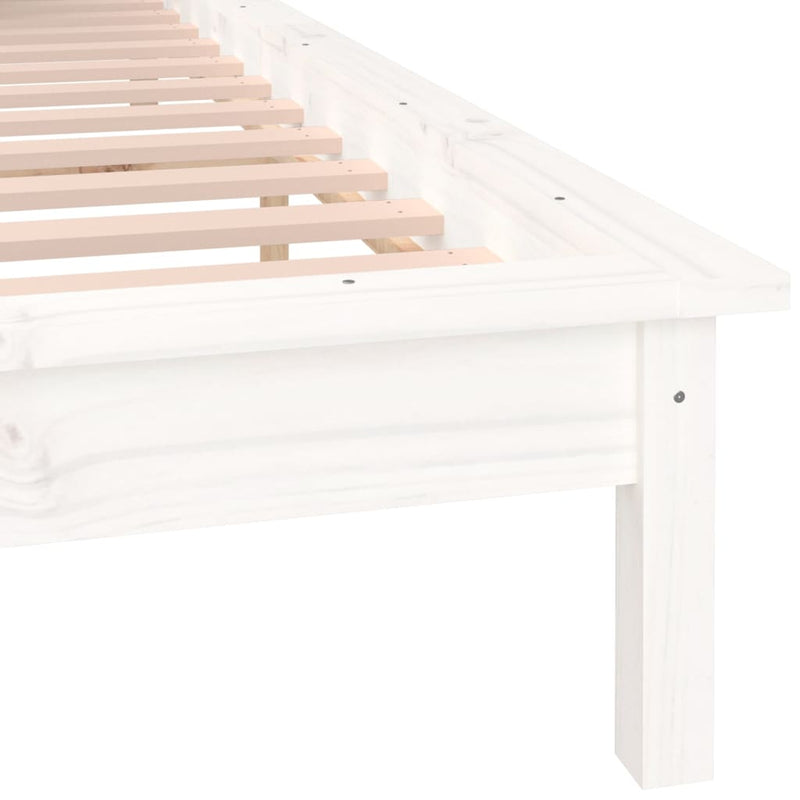 vidaXL King Size fehér tömör fa LED-es ágykeret 150 x 200 cm