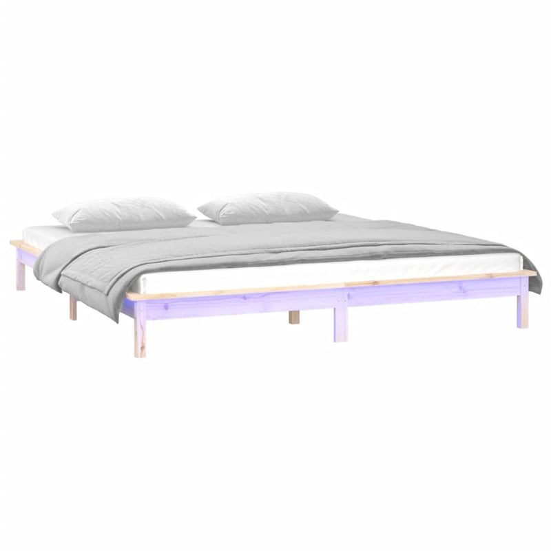 vidaXL tömör fa ágykeret LED-ekkel 180x200 cm (Super King)
