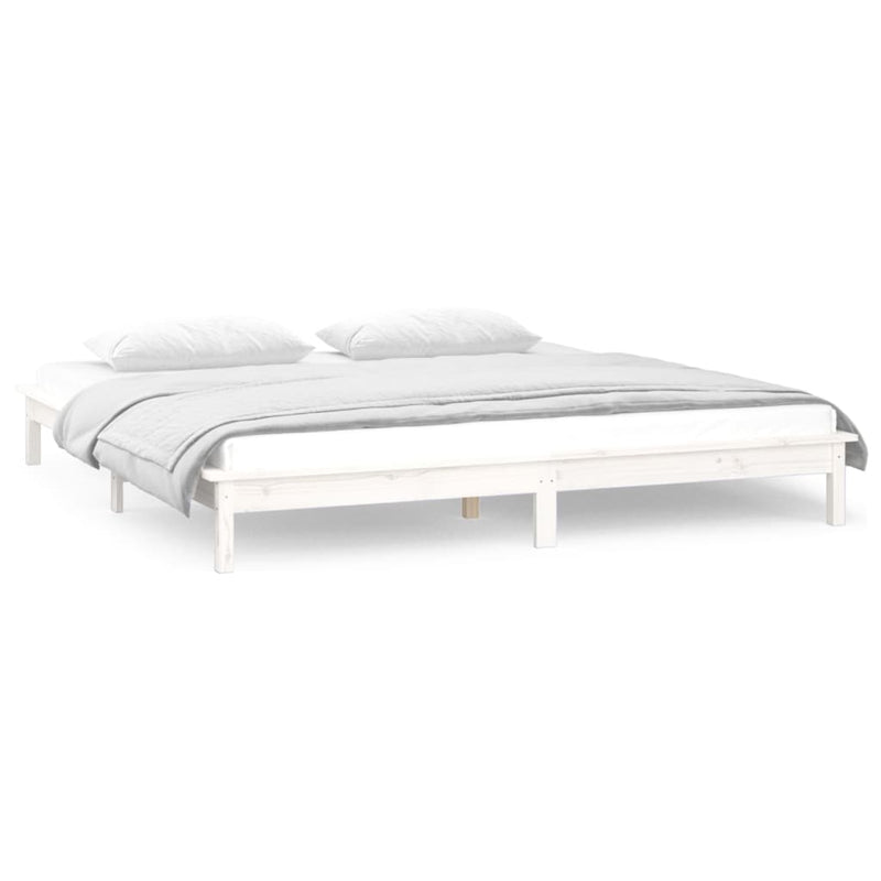 vidaXL fehér tömör fa ágykeret LED-ekkel 180 x 200 cm (Super King)
