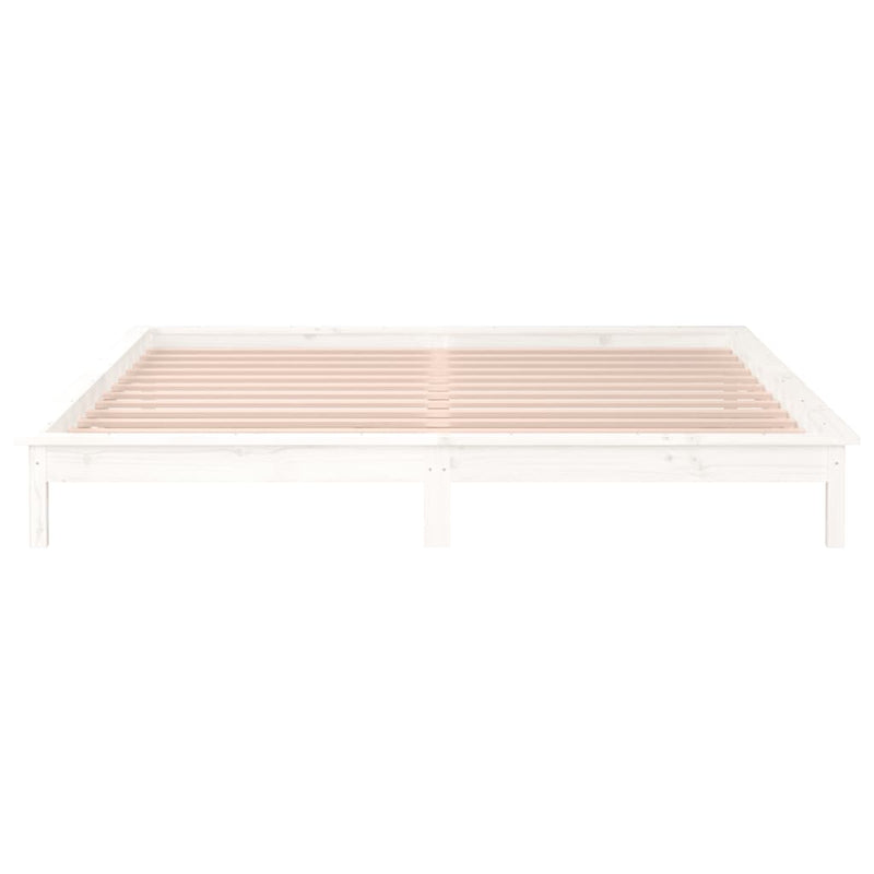vidaXL fehér tömör fa ágykeret LED-ekkel 180 x 200 cm (Super King)