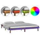 vidaXL mézbarna tömör fa ágykeret LED-ekkel 200 x 200 cm