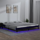 vidaXL fekete tömör fa ágykeret LED-világítással 200 x 200 cm