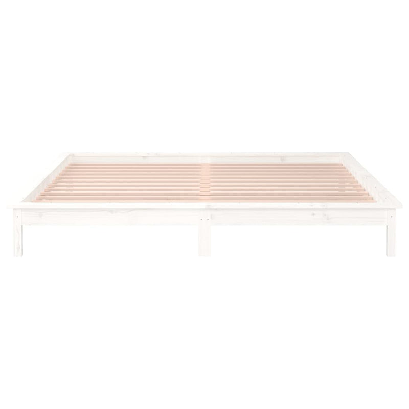 vidaXL kis kétszemélyes fehér tömör fa LED-es ágykeret 120 x 190 cm