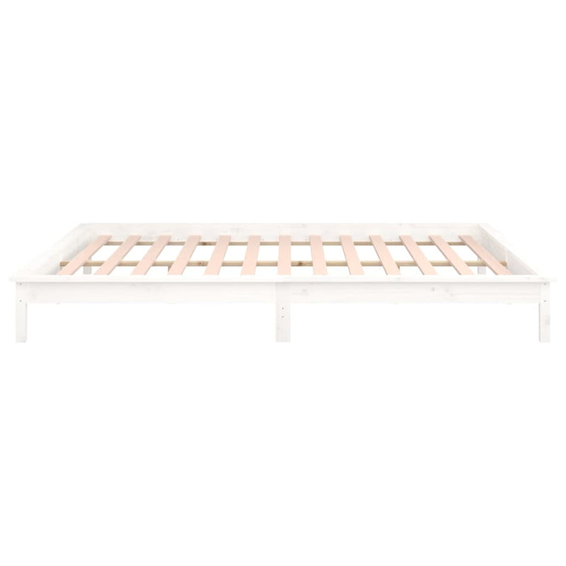 vidaXL kis kétszemélyes fehér tömör fa LED-es ágykeret 120 x 190 cm