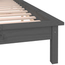vidaXL kis kétszemélyes szürke tömör fa LED-es ágykeret 120 x 190 cm