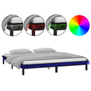 vidaXL kis kétszemélyes fekete tömör fa LED-es ágykeret 120 x 190 cm