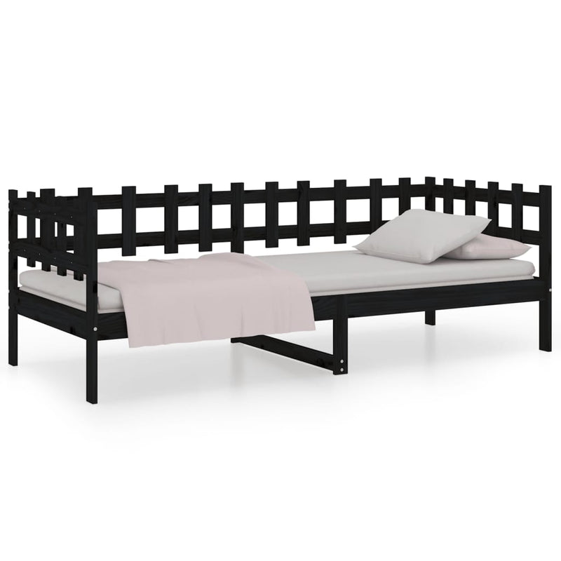 vidaXL fekete tömör fenyőfa kanapéágy 90 x 200 cm