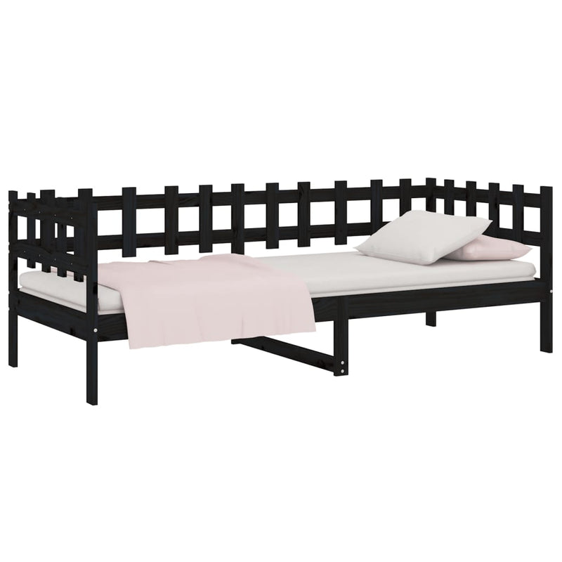 vidaXL fekete tömör fenyőfa kanapéágy 90 x 200 cm