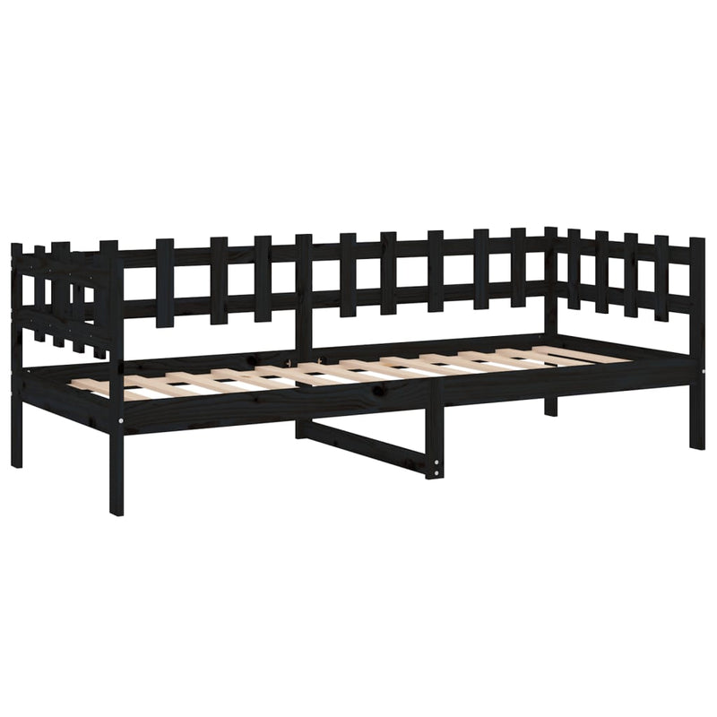 vidaXL fekete tömör fenyőfa kanapéágy 90 x 200 cm