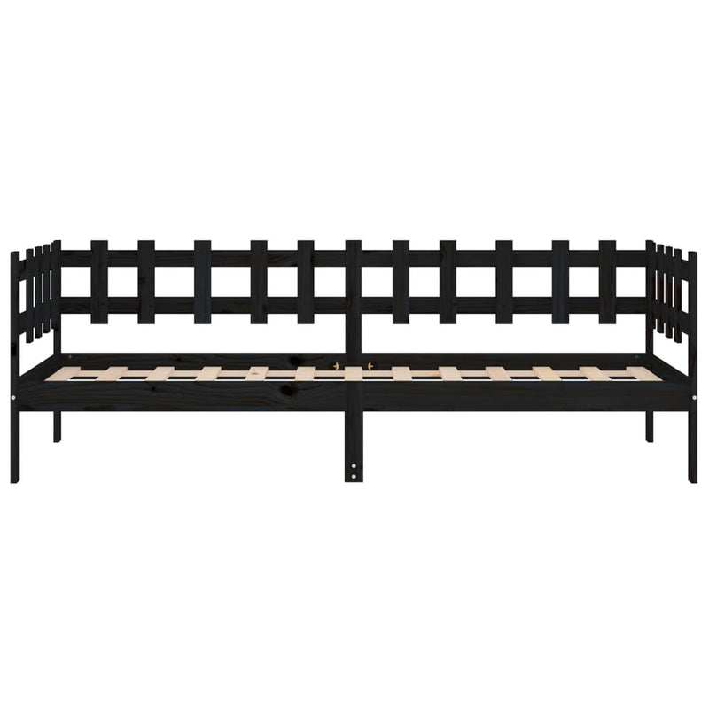 vidaXL fekete tömör fenyőfa kanapéágy 90 x 200 cm