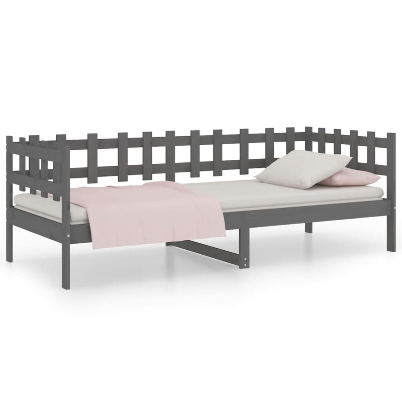 vidaXL szürke tömör fenyőfa kanapéágy 90 x 190 cm