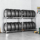 vidaXL 2 db ezüstszínű 2 szintes acél gumiabroncstartó 110x40x110 cm