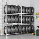 vidaXL 2 db ezüstszínű 3-rétegű acél gumiabroncstartó 110x40x200 cm