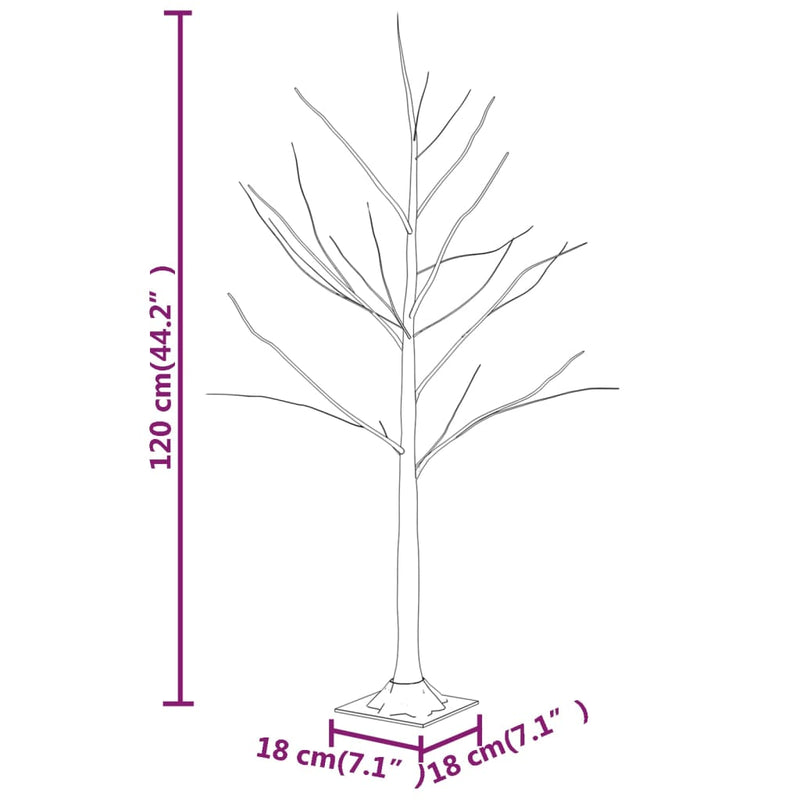 vidaXL fehér LED-es nyírfa 48 meleg fehér LED-del 120 cm