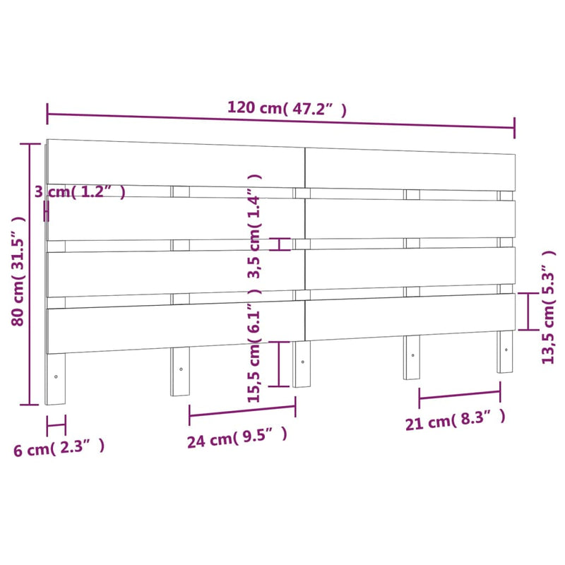 vidaXL tömör fenyőfa fejtámla 120x3x80 cm