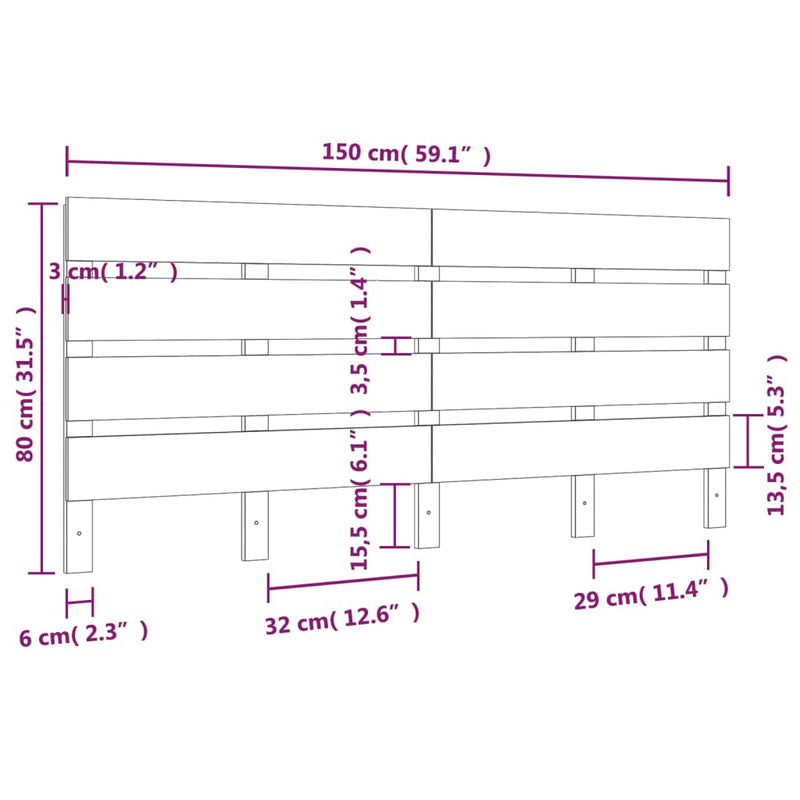 vidaXL fehér tömör fenyőfa fejtámla 150 x 3 x 80 cm