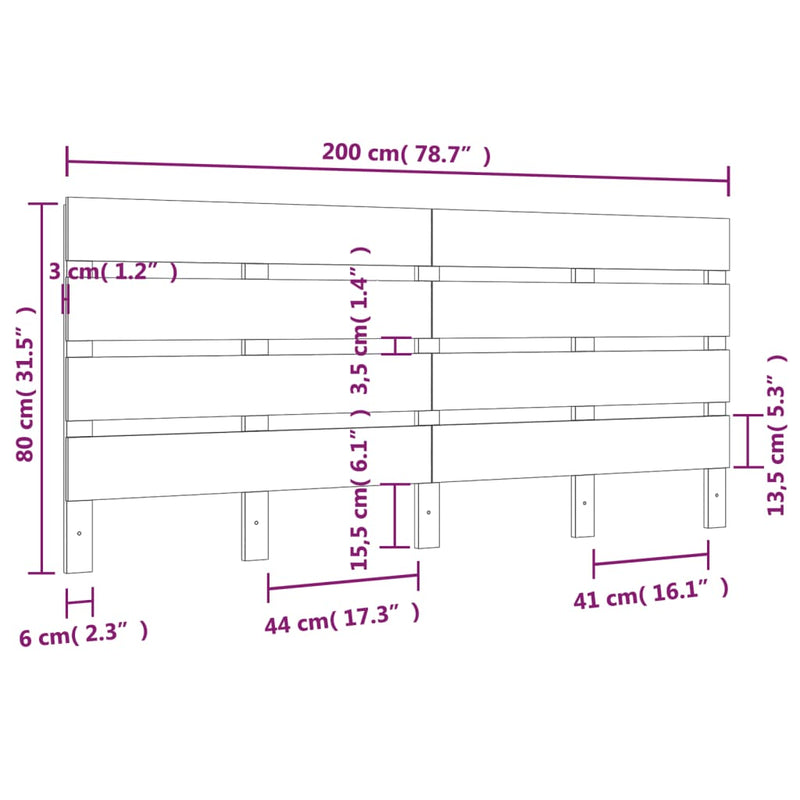 vidaXL tömör fenyőfa fejtámla 200 x 3 x 80 cm