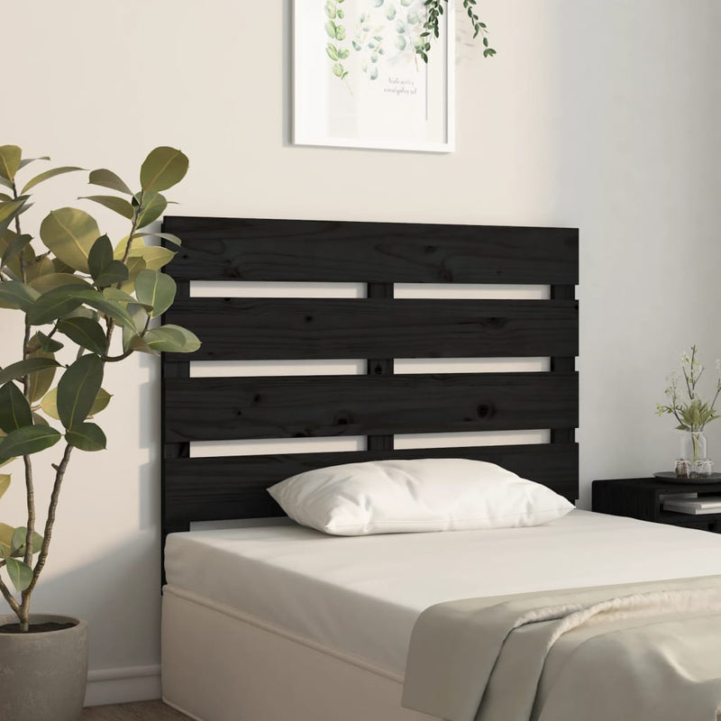 vidaXL fekete tömör fenyőfa fejtámla 75 x 3 x 80 cm