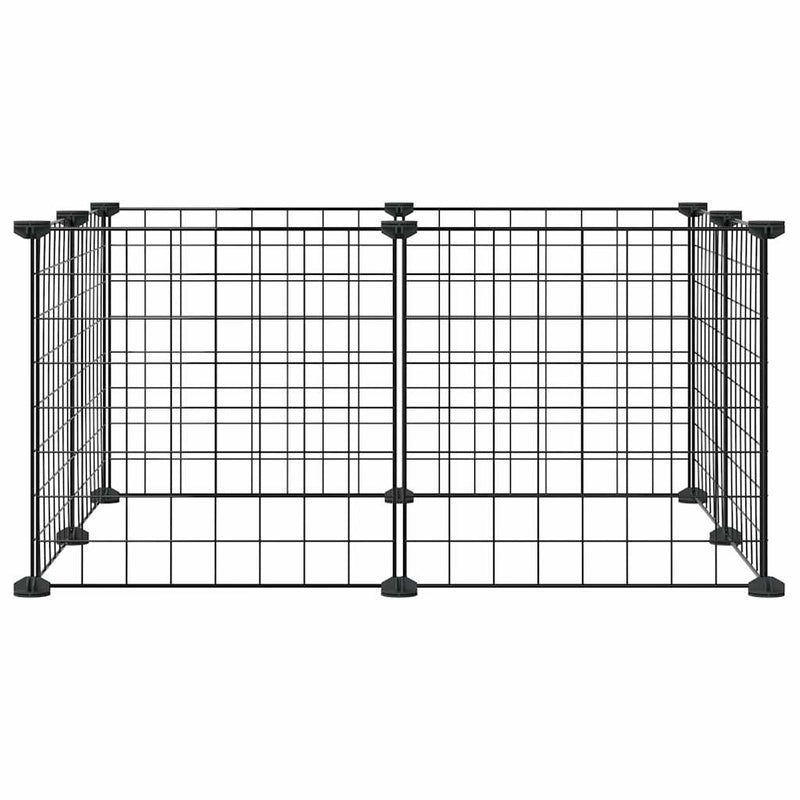 vidaXL 8 paneles fekete acél kisállatketrec 35 x 35 cm