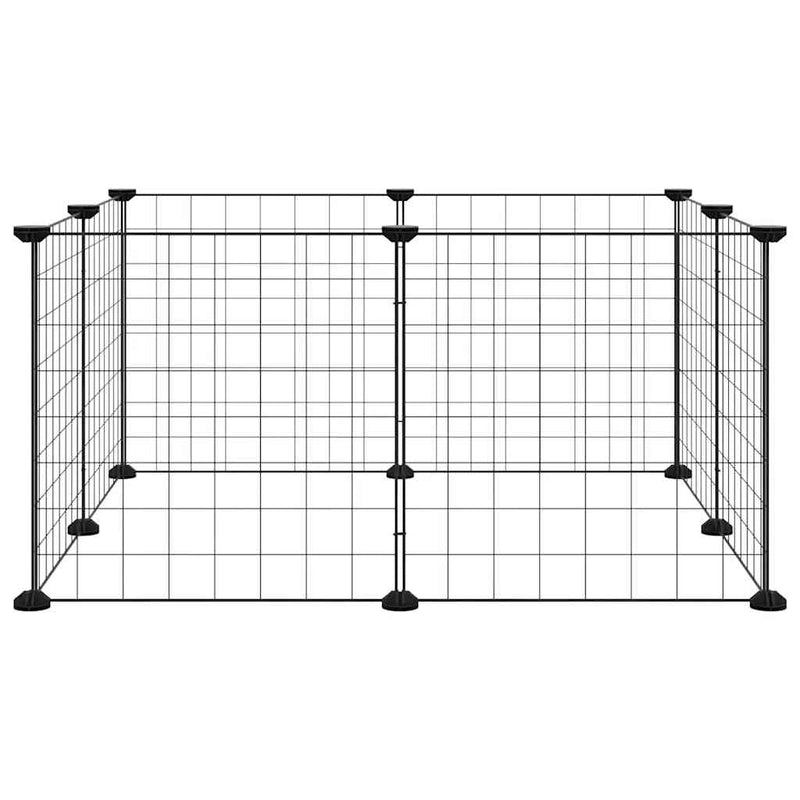 vidaXL 8 paneles fekete acél kisállatketrec 35 x 35 cm