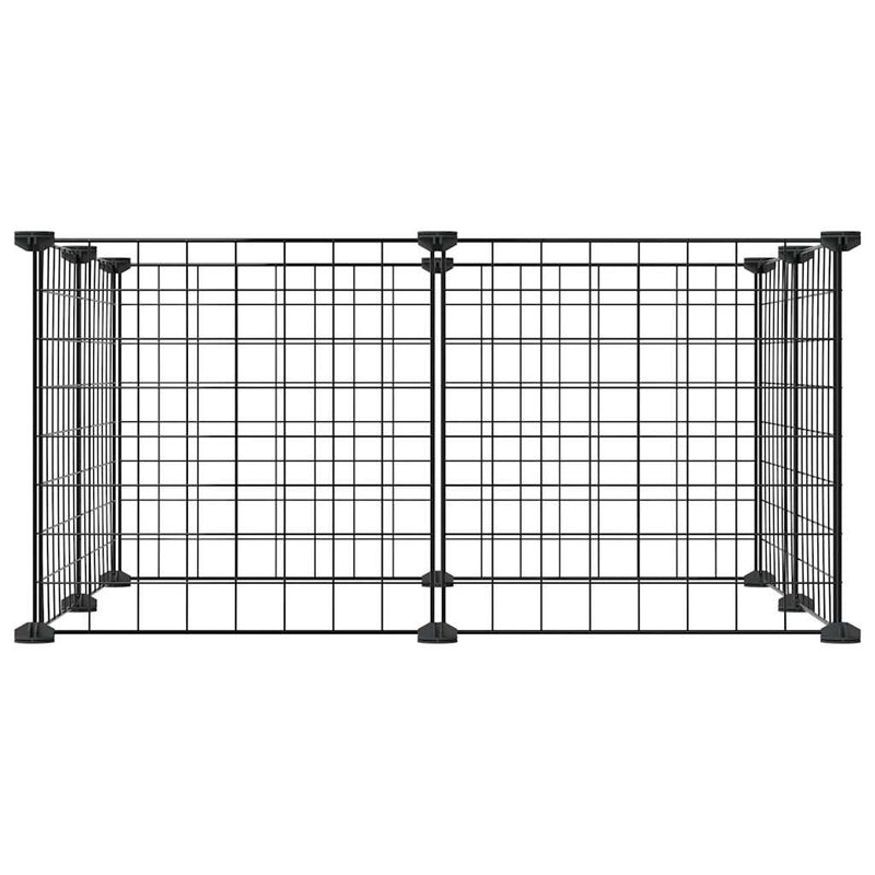 vidaXL 8 paneles fekete acél kisállatketrec 35 x 35 cm