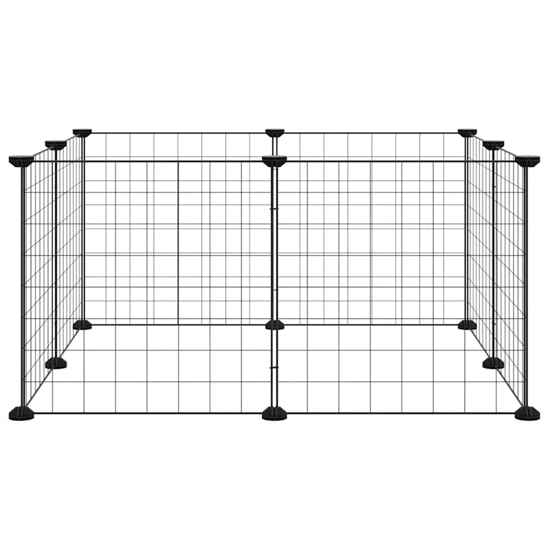 vidaXL 8 paneles fekete acél kisállatketrec 35 x 35 cm