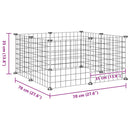 vidaXL 8 paneles fekete acél kisállatketrec 35 x 35 cm