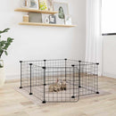 vidaXL 8 paneles fekete acél kisállatketrec ajtóval, 35 x 35 cm