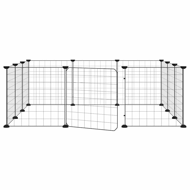 vidaXL 12 paneles fekete acél kisállatketrec ajtóval, 35 x 35 cm