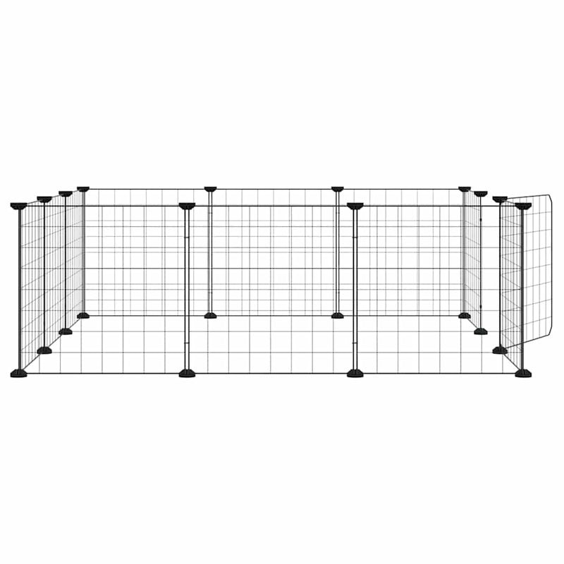 vidaXL 12 paneles fekete acél kisállatketrec ajtóval, 35 x 35 cm
