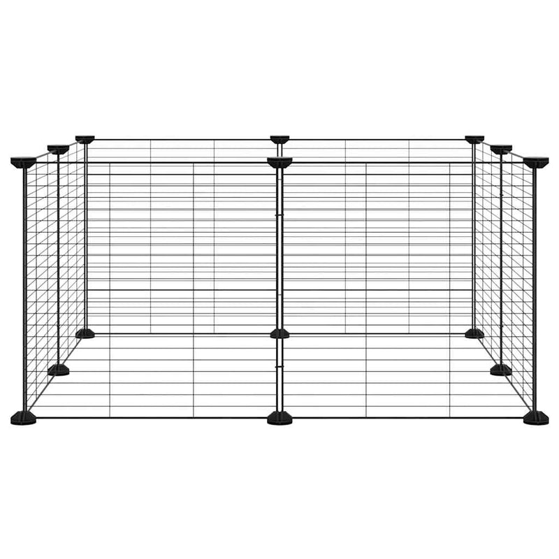 vidaXL 8 paneles fekete acél kisállatketrec 35 x 35 cm